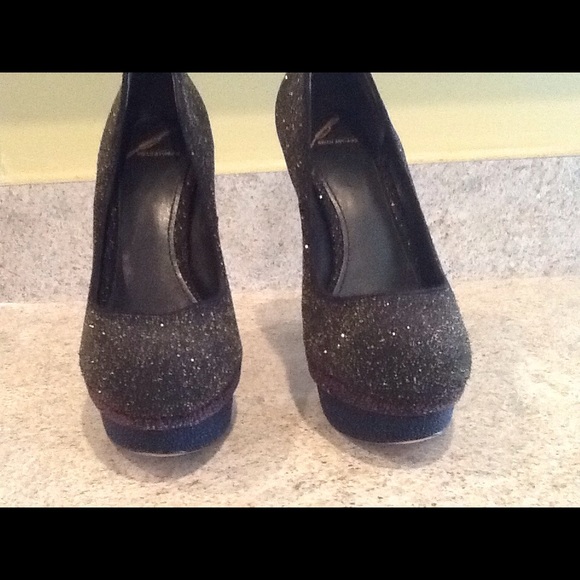 Brian Atwood platform badazz pumps DARK SPARKLE NWT SIZE 8.5 😱😱😱 - Picture 6 of 8